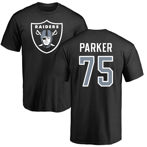 Men Oakland Raiders Black Brandon Parker Name and Number Logo NFL Football 75 T Shirt